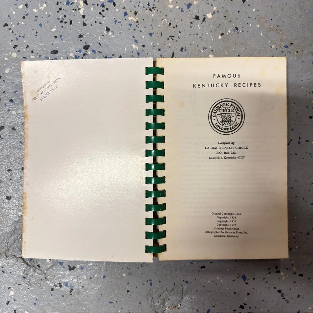 Cabbage Patch Kentucky Recipes Cookbook with Green Spiral Binding